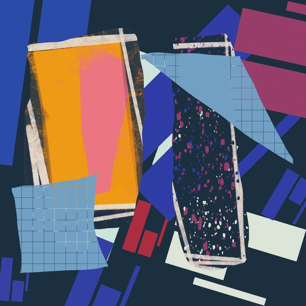 An editorial collage of paper textures and a single gold line, from the Awwwards Winners collection