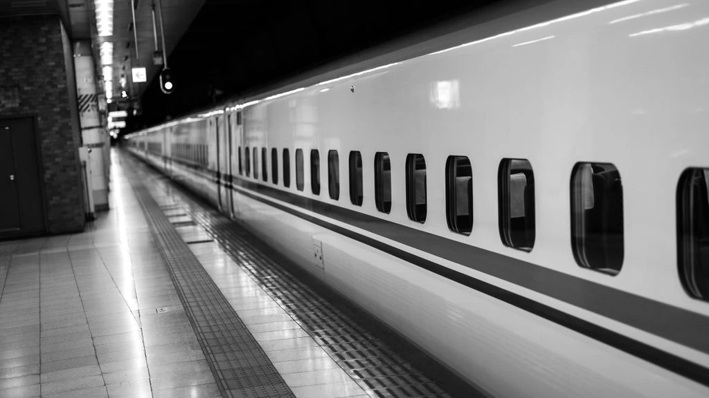 An empty Shinkansen platform at dusk, representative of the Anime mood