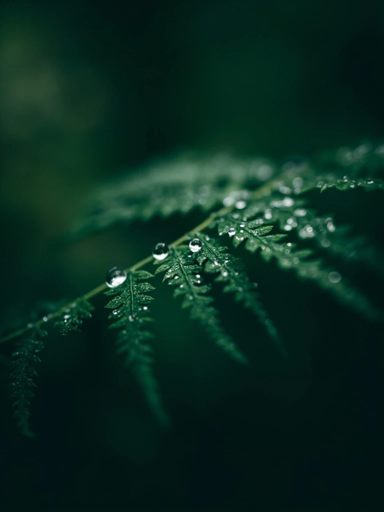 Dew on fern leaves