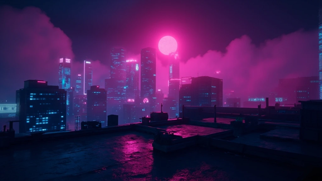 A neon Tokyo skyline framed for a 49-inch ultrawide monitor.